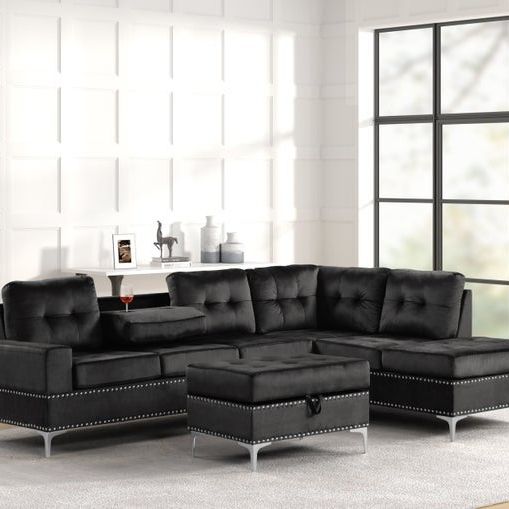 Reversible Sectional and Storage Ottoman Set