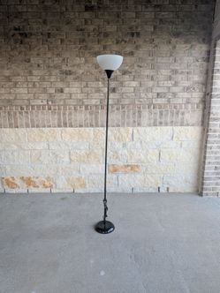 Black Torchiere Floor Lamp with White Bowl Shade