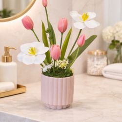 Faux Tulip Floral Arrangement - Mother’s Day Gift - Real Touch Tulips
