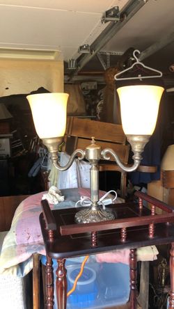 Mid-century desk lamp USA pewter glass