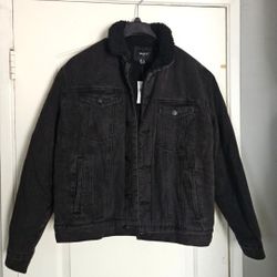 Men's Denim Black Jacket Sherpa XL Chamarra