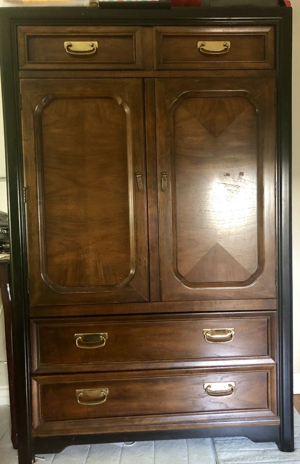 Antique Armoire Dresser Real Solid Oak Wood For Sale In San