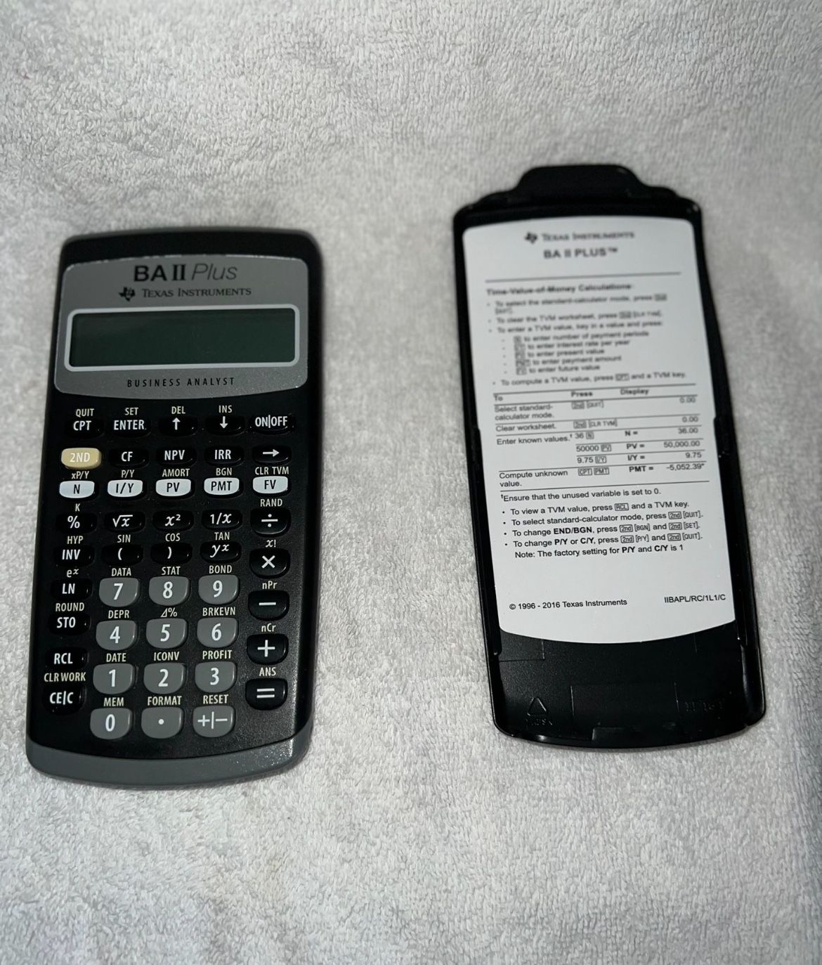 Texas Instrument TI BAII Plus Business Analyst Plus Financial Calculator With Cover