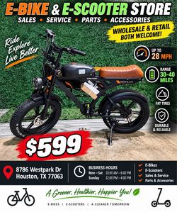 28 MPH Fat Tire Electric Bike – $599 | E-Bike Bicicleta Eléctrica