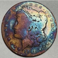 Toned 1896 S Toned Morgan Silver Dollar Coin