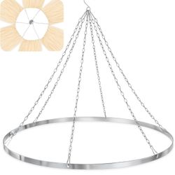 0toolling 24 Inches Silver Metallic Ceiling Drapes Hanging Kit for 6 Panels Wedding Ceiling Drapes Canopy Hoop Metal Hardware Kit for Draping Fabric I