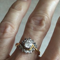 18k Gold Filled,  White Sapphire Ring, Size 6 