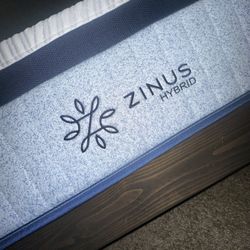KING Size mattress (Zinus Hybrid) Barely Used  & Bed Frame
