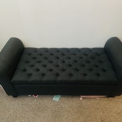 Keiko Armed Storage Ottoman Bench – Dark Gray