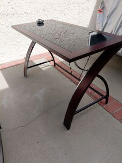 Glass top computer desk