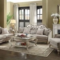 Brand New Antique Taupe Sofa and Love Seat Set