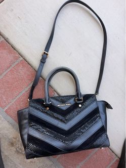Michael Kors Black Chevron Satchel Handbag