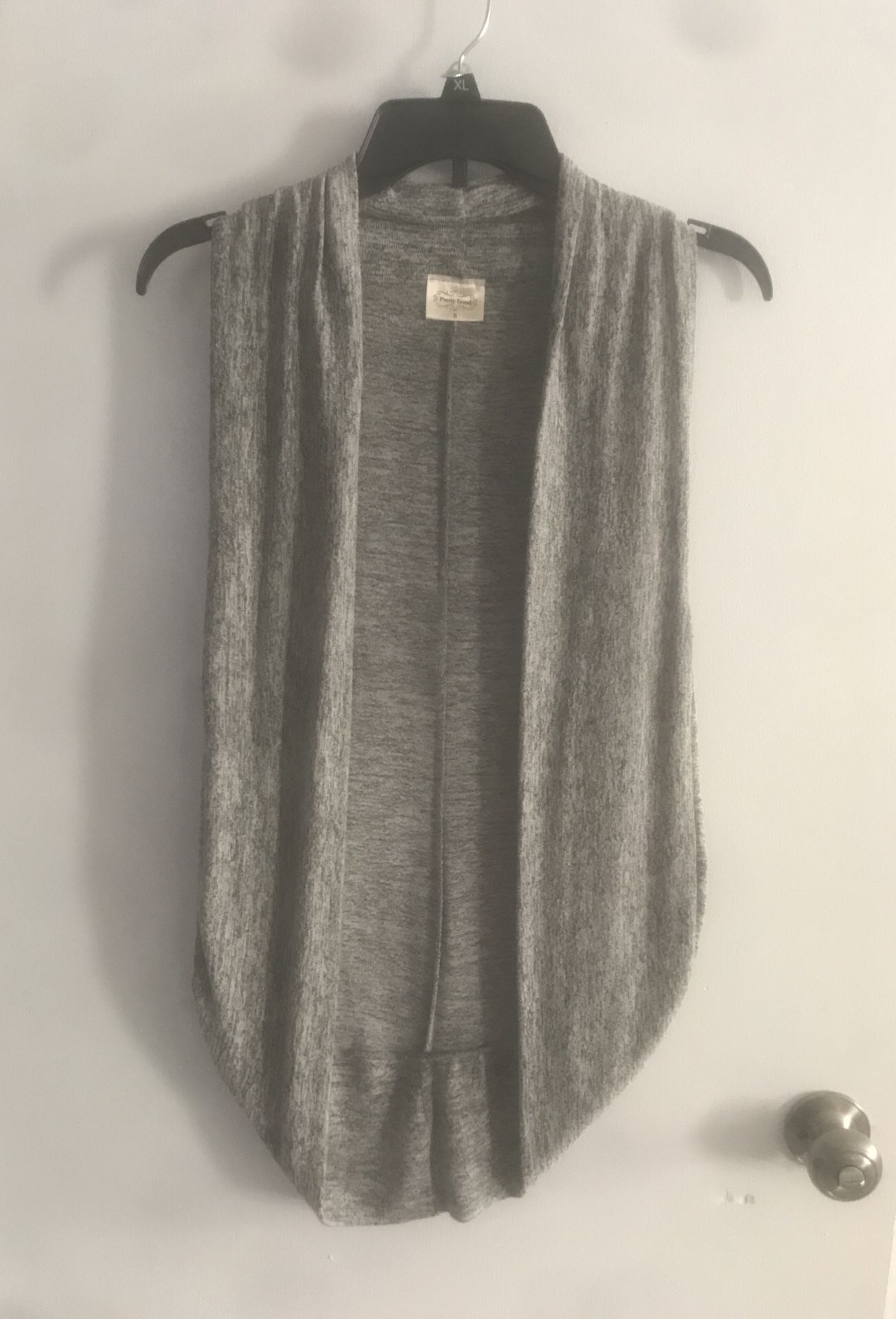 Heather gray sweater vest.