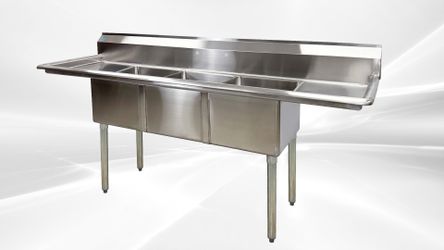 75 ins Stainless Steel Three Compartment Sink NSF C3T151512-15LR