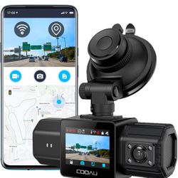 COOAU Dual Dash Cam 2.5K+1080P, Dash Cam Front and Inside, Built-in GPS and WiFi, Dash Camera for Cars, Perfect for Uber and Taxi Drivers, Night Visio