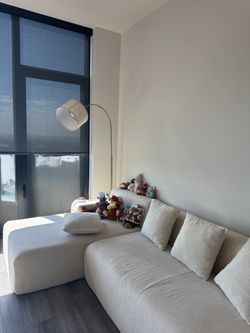 Cream L-Shaped Sectional Sofa