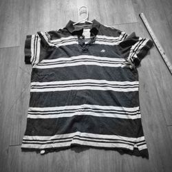 Men's AEROPOSTALE Short Sleeve Polo Shirt Black White Stripe Size XL  A007