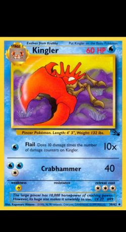 Kingler -#38- 038/062 - 1992 Fossil Set-