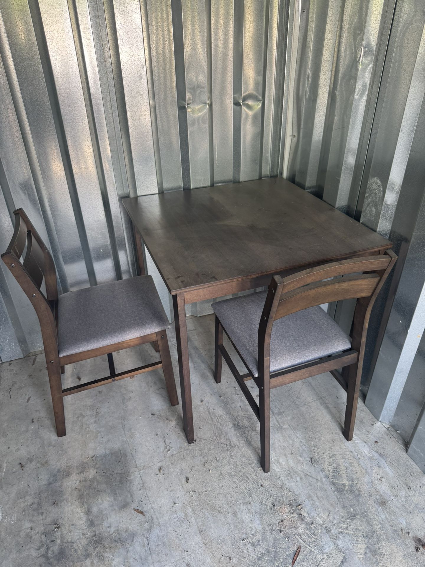 Dark Wash Wooden Dining Room Table + 2 Chairs