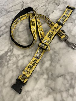 Yellow Peanuts Large Dog Collar & Leash