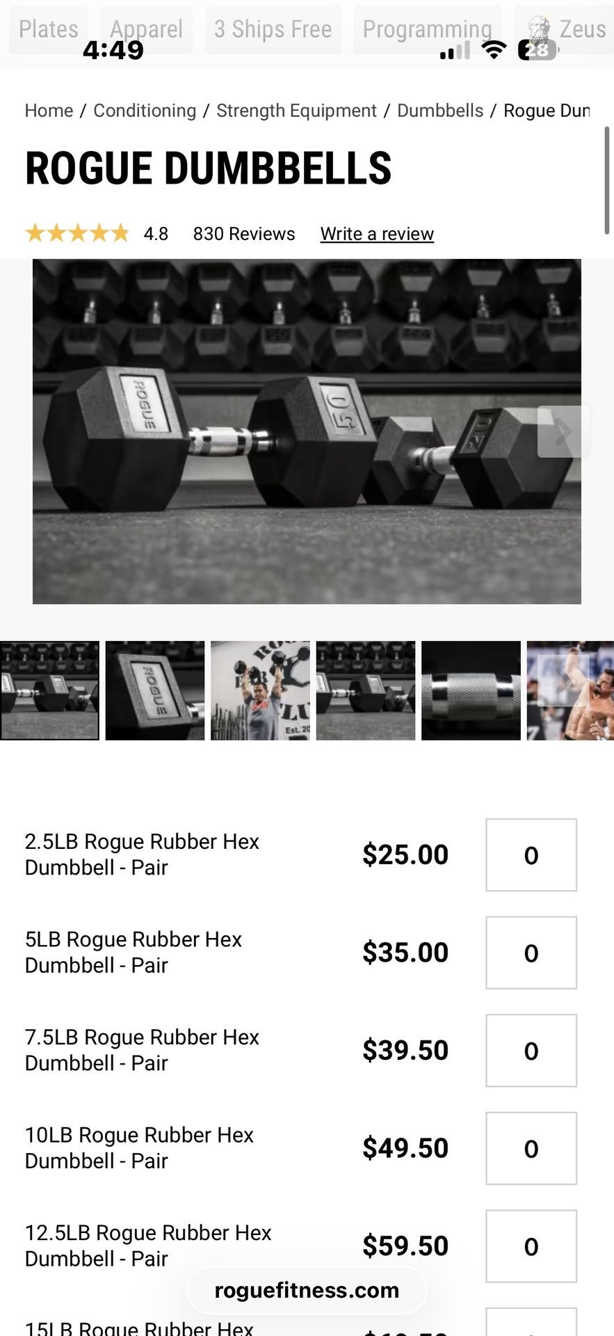 💪 Rogue Dumbbells Set – 5 lb– Great Condition!