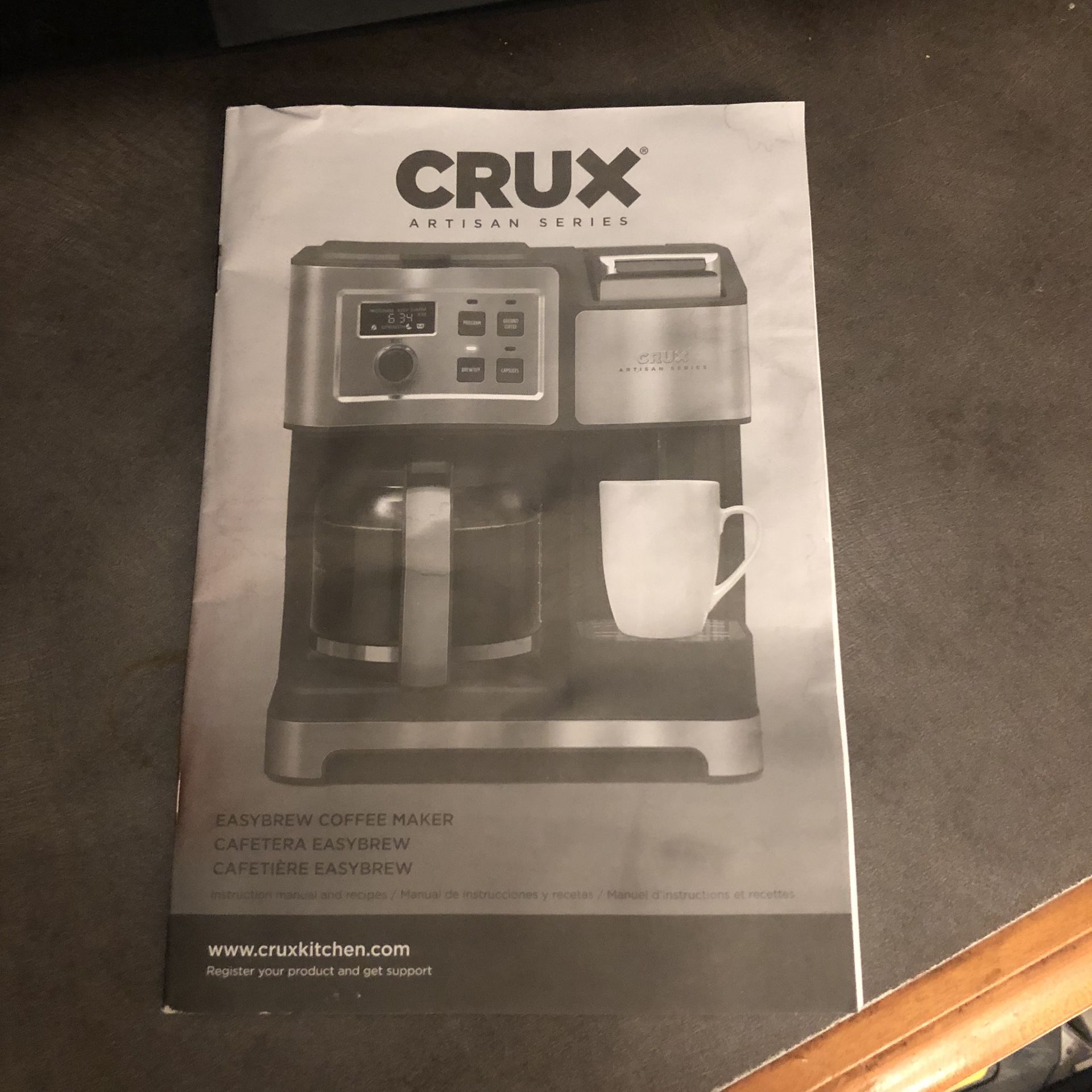 CRUX Artisan Series EasyBrew Coffee Maker in Grey Damaged Missing