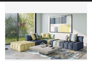 Divani Casa Dubai Modern Multicolored Modular Sectional Sofa + Pillows - Moving Ready to go