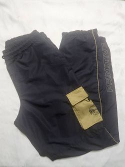 Primitive Skateboarding Men's Medium Black Cargo Track Pants Joggers Side Logo