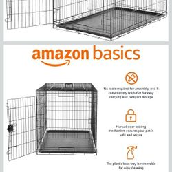 Amazon Basics Durable, Foldable Metal Wire Dog Crate with Tray, Single Door, 48 x 30 x 32.5 in, Black
