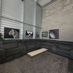 Dark Gray Power Recliner Sectional- Free Delivery 