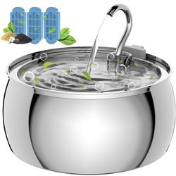 Stainless Steel Cat Water Fountain: 1.06 Gal Large Capacity Cat Fountain for Drinking - Ideal for Multiple Pets, Ultra Quiet Pump and Dishwasher Safe,