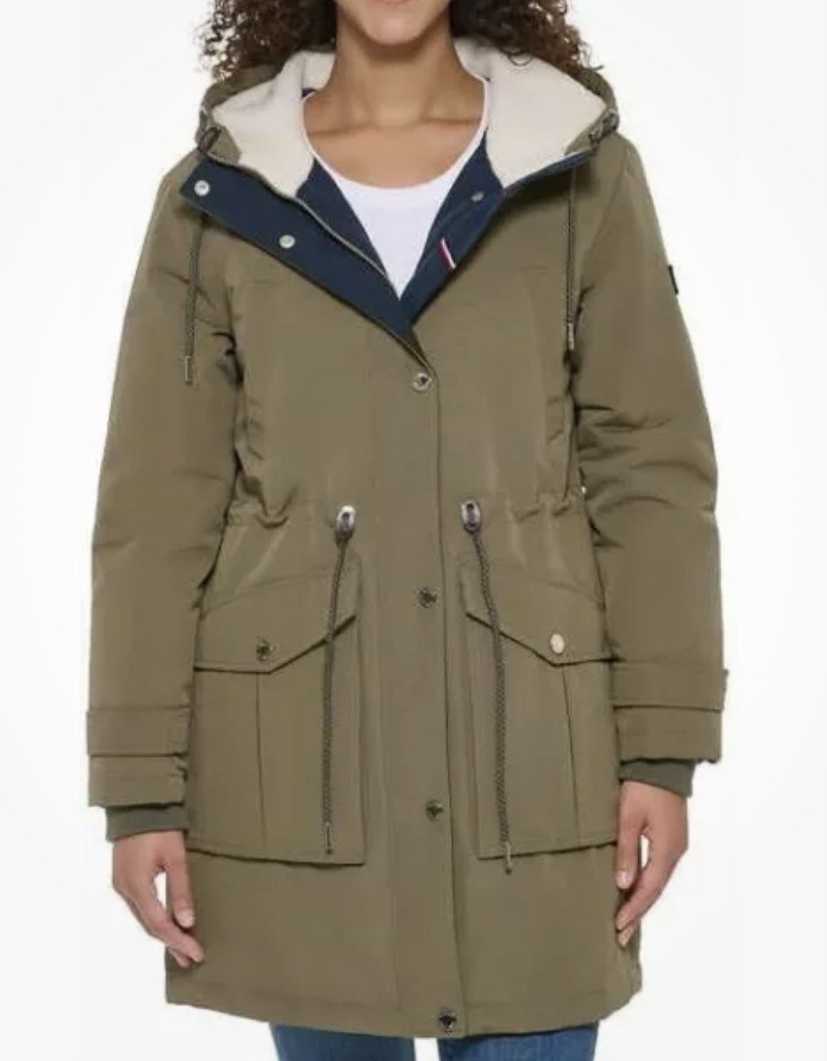 Tommy Hilfiger Womens Hooded Parka Jacket Sz XL Olive Green NEW