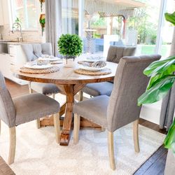 Custom Dining Table Farmhouse Country French Modern Rustic Solid Wood Set Restoration Hardware Insp Bench Hand Built Round Oval Counter Breakfast  