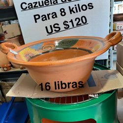 Cazuela De Barro Súper Grande Libre De Plomo para 8 Kilos O 16 Libras