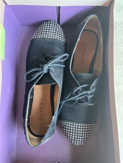 Bakers black flat shoes with rhinestones