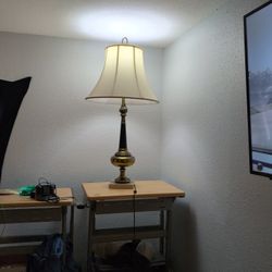 vintage brass buffet or table lamp, likely from the 1940s to the 1970s