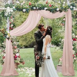 Blush Pink Wedding Arch Draping Fabric Fall Chiffon Curtain Drapes for Arch Decor 29" x 6.5 Yards Wedding Backdrop for Ceremony Party Outdoor Events