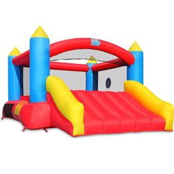 Action Air Bounce House, Inflatable Bouncer with Air Blower, Jumping Castle with Slide, Family Backyard Bouncy Castle, Du