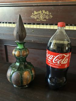 Vintage Italian Glass & Leather Decanter – Post-WWII Import