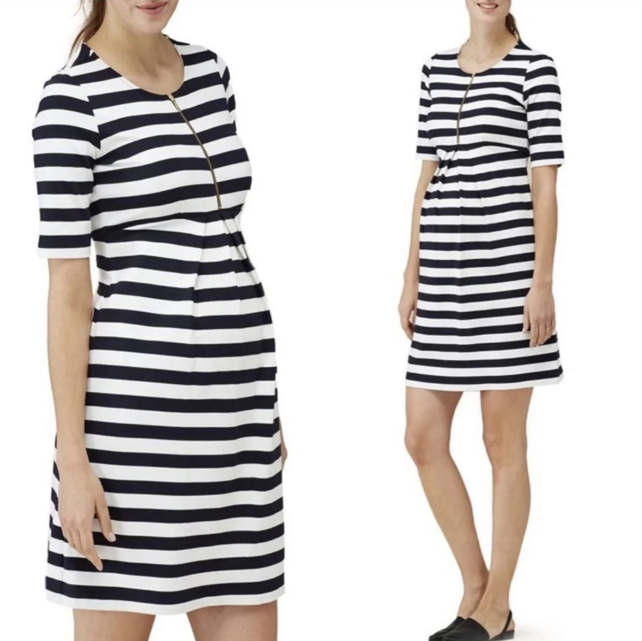NWT Isabella Oliver Navy/White Maternity Dress Sz 4.