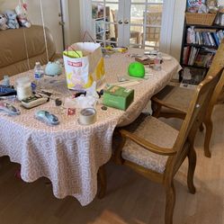 Solid Wood Extendable Dining Table with 6 Chairs-move out sale