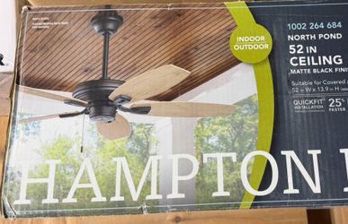 Hampton Bay North Pond 52 in. Indoor/Outdoor Matte Black Ceiling Fan