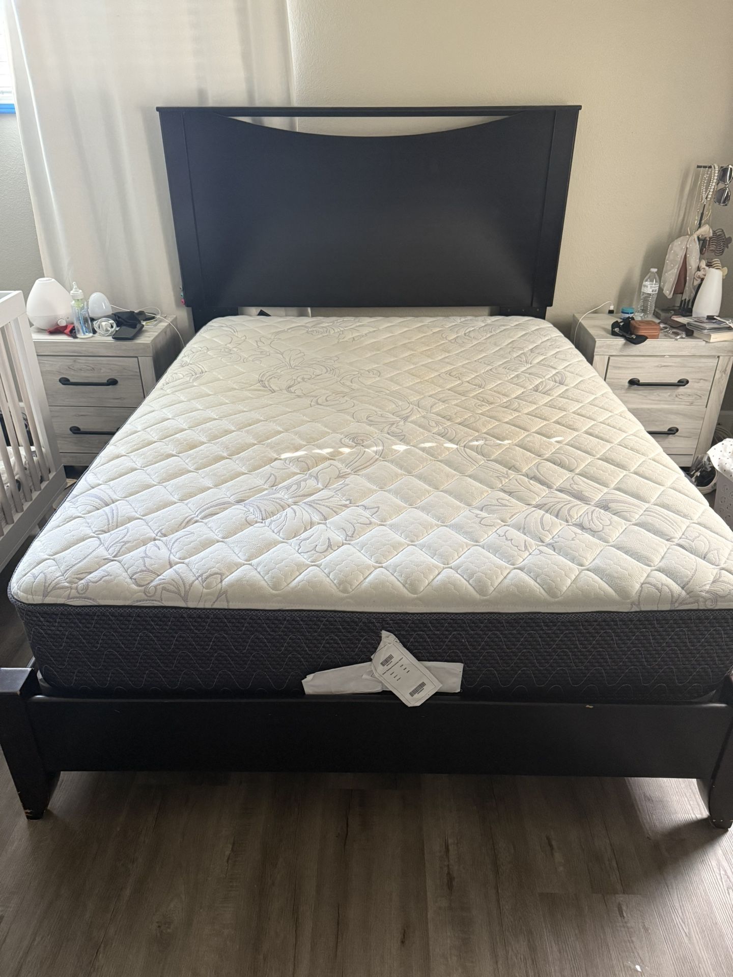 Queen Bed Frame + Mattress + Box Frame