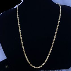 $4000 Solid Yellow Gold Rope Chain Necklace