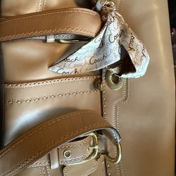 Used 2000’s vintage Caramel Leather Coach purse and wallet has some imperfections