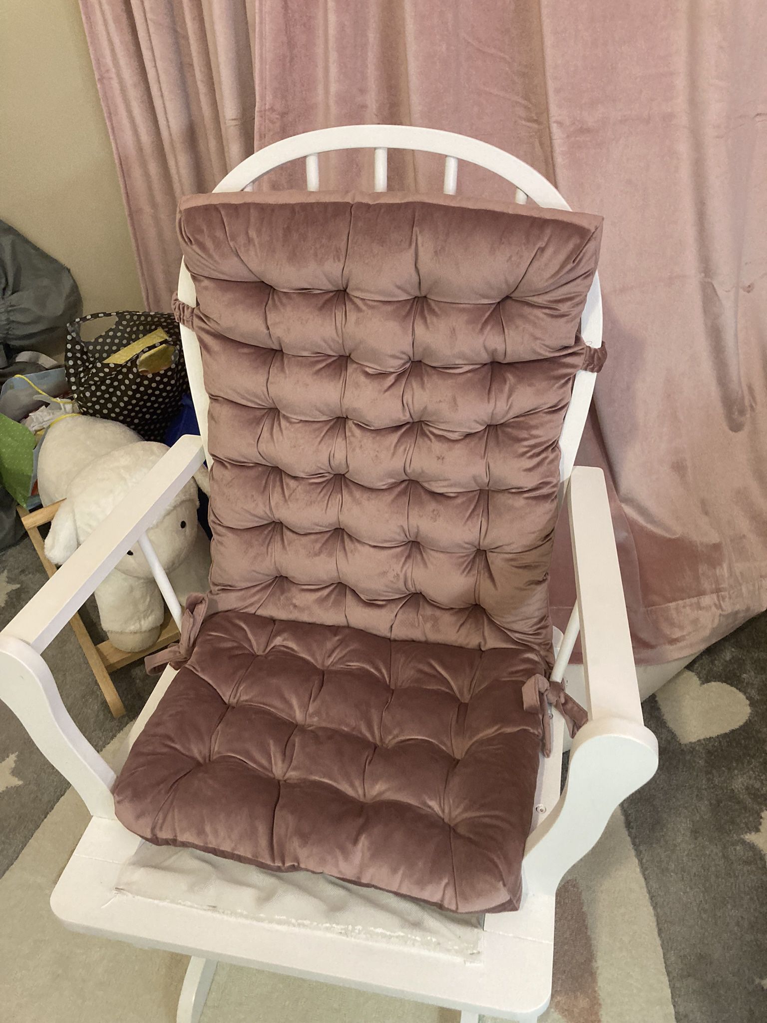 Nursery Rocking Baby Chair Rose Gold Cushion 