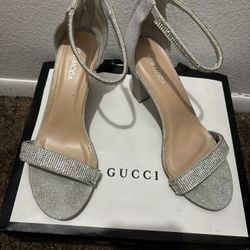 Silver glitter heels 