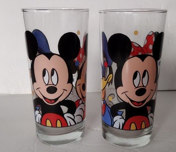 Disney Mickey Minnie Mouse Donald Duck Large Glasses Tumbler 6.5"