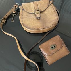 Fossil Crossbody Purse + Wallet - $55