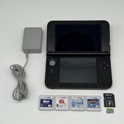 Nintendo 3DS XL System Handheld Console Red Black + Charger + 4 3DS Games